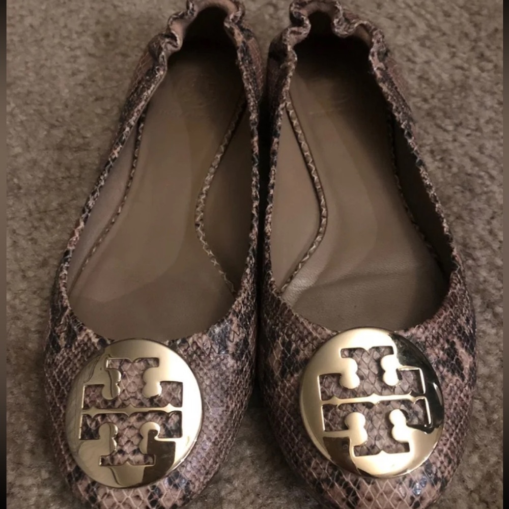 Authentic Tory Burch Reva Snakeskin Flats